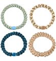 Kknekki Haargummis - 4er-Pack - Blau/Beige Glitzer Mix