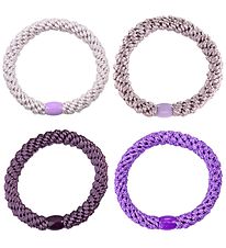 Kknekki Elastic Hair Bands - 4-Pack - Purple Glitter Mix