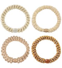Kknekki Elastic Hair Bands - 4-Pack - Beige/Brown Glitter Mix