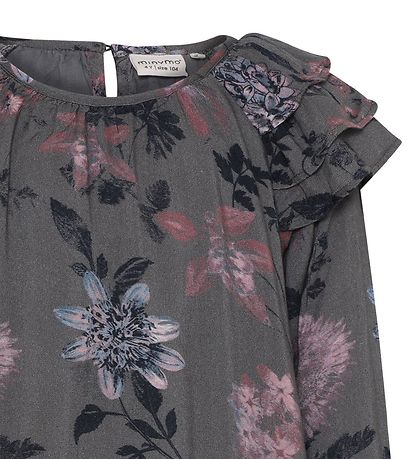 Minymo Dress - Smoked Pearl w. Flowers