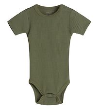 Hust and Claire Romper s/s - Inzet - Rib - Wol - Dusty Green