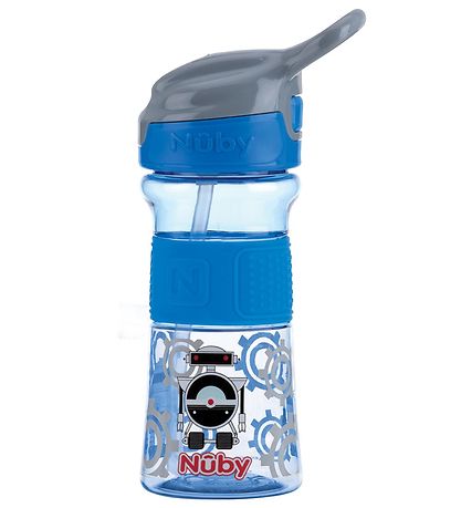 Nuby Vatnsflaska M. sogrör - 360ml - Blár