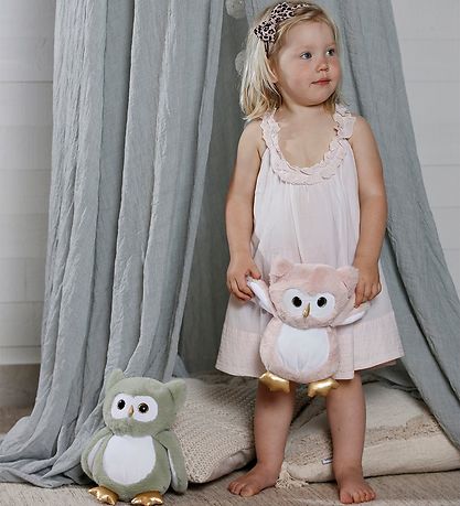 Teddykompaniet Soft Toy - Glow-In-The-Dark Owl - 23 cm - Pink