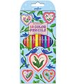 Eeboo Colouring Pencils - 12 Pcs - Neon - Hearts & Birds