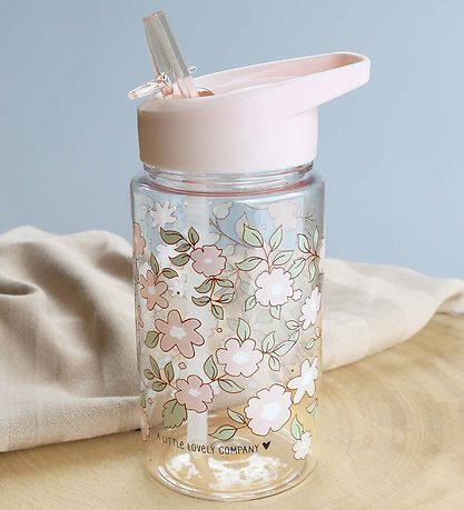 A Little Lovely Company Water Bottle with. Straws - 450 mL - Blo