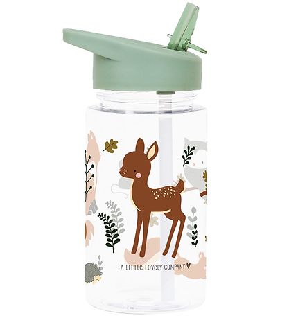 A Little Lovely Company Vatnsflaska M. sogrör - 450ml - Forest F