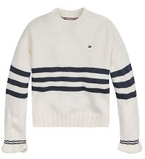 Tommy Hilfiger Blouse - Gebreid - Prep Stripe Trui - Ivory Pedaa