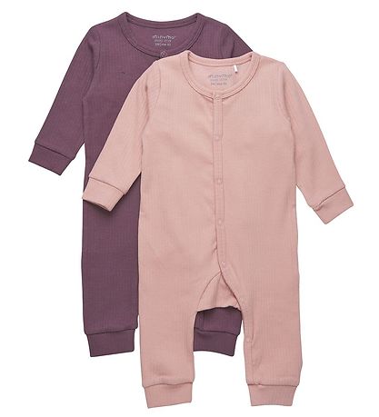 Minymo Jumpsuit l/s - 2-Pack - Misty Rose