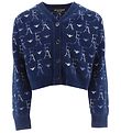 Emporio Armani Cardigan - Cropped - Knitted - Blue with Logos