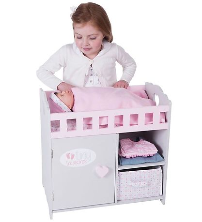 Tiny Treasures Doll Accessories - Changing Table - Grey/Pink