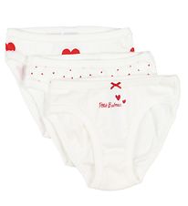 Petit Bateau Truser - 3-pack - Hvit m. Hjerter
