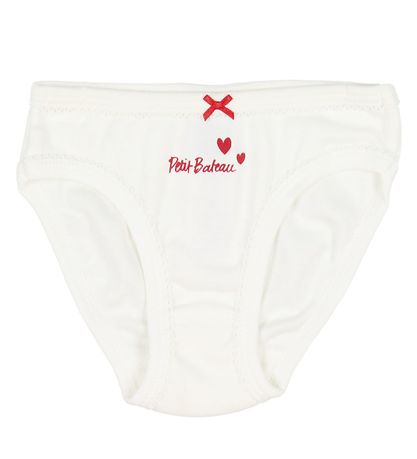 Petit Bateau Truser - 3-pack - Hvit m. Hjerter