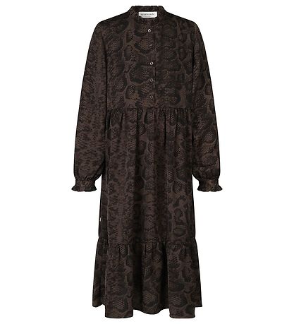 Rosemunde Jurk - Gerecycled Polyester - Gerookt Oak Snake Print