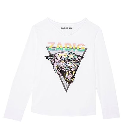 Zadig & Voltaire Bluse - Wild Ton - Weiß m. Print/Strassstein