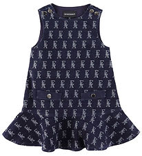 Emporio Armani Kleid - Denim - Fantasia Blue/Weiß m. Logos