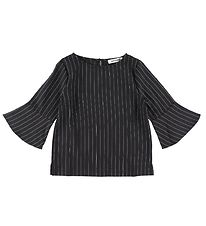Add to Bag Blouse - Black w. Pinstripes