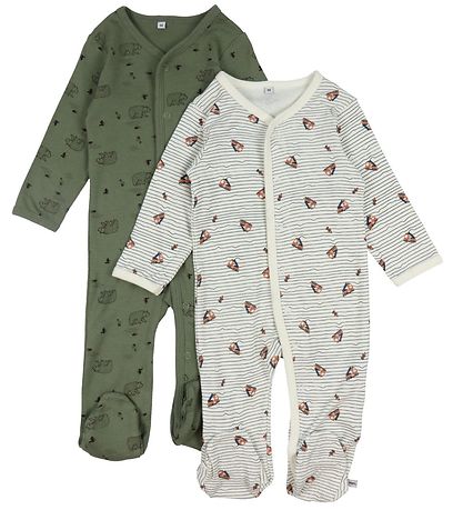 Pippi Baby Jumpsuit - Nightsuit - 2-Pack - Deep Lichen Green