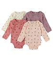 Pippi Baby Bodysuits L/æ - 4-Pack - Dusty Rose