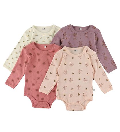 Pippi Baby Bodys L/æ - 4er-Pack - Dusty Rose