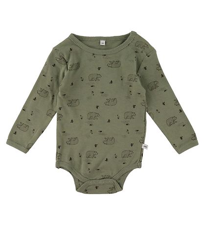 Pippi Baby Romper L/æ - 4-pack - Deep Lichen Green