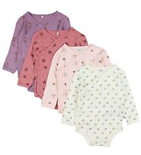 Pippi Baby Bodysuit L/æ - 4-Pack - Dusty Rose
