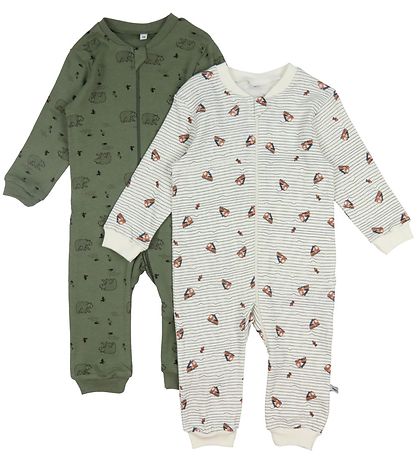 Pippi Baby Jumpsuit - Nightsuit - 2-Pack - Deep Lichen Green