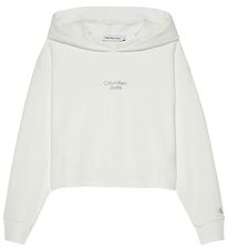 Calvin Klein Hoodie - Stapel Logo Overlap - Bright White