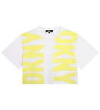 DKNY T-Shirt - Bijgesneden - Wit/Lemon