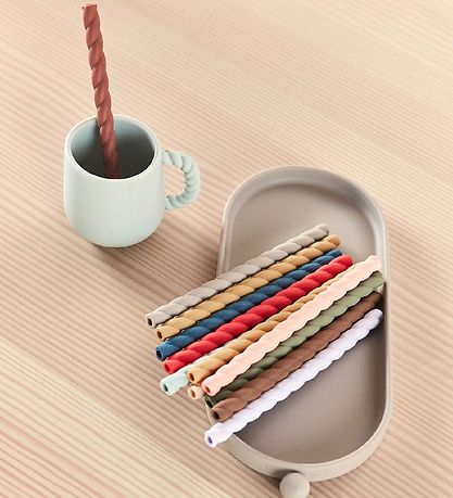 OYOY Straws - 6-Pack - Silicone - Caramel/Blue