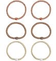 Kknekki Elastic Hair Bands - 6-Pack - Slim - Brown/Beige/Gold