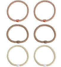 Kknekki Elastic Hair Bands - 6-Pack - Slim - Brown/Beige/Gold