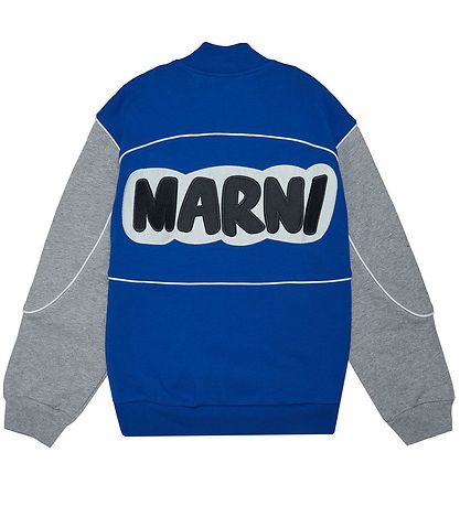 Marni Cardigan - Blå/Gråmelerad m. Tryck
