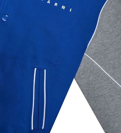 Marni Cardigan - Blå/Gråmelerad m. Tryck
