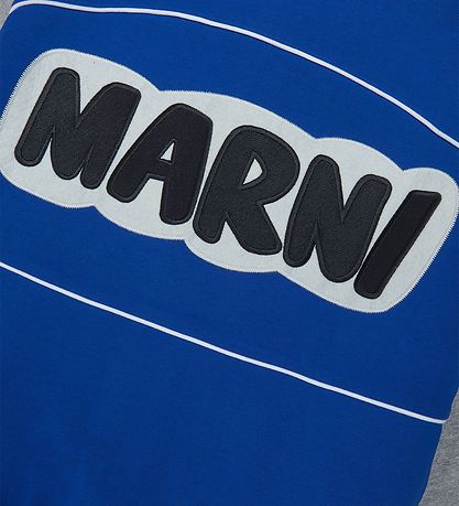 Marni Cardigan - Blå/Gråmelerad m. Tryck