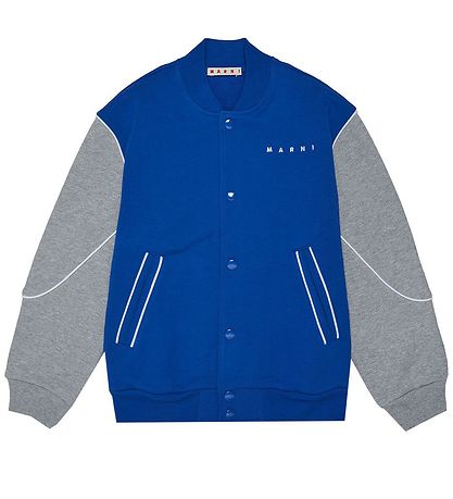 Marni Cardigan - Blå/Gråmelerad m. Tryck