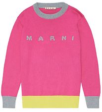 Marni Blouse - Gebreid - Roze m. Grijs Gevlekt/Geel