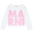 Marni Sweatshirt - Cropped - White/Pink w. Glitter