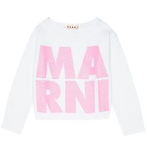 Marni Sweatshirt - Bijgesneden - Wit/Roze m. Glitter