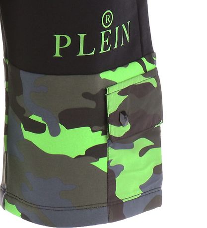 Philipp Plein Sweat Shorts - Black/Green Camouflage