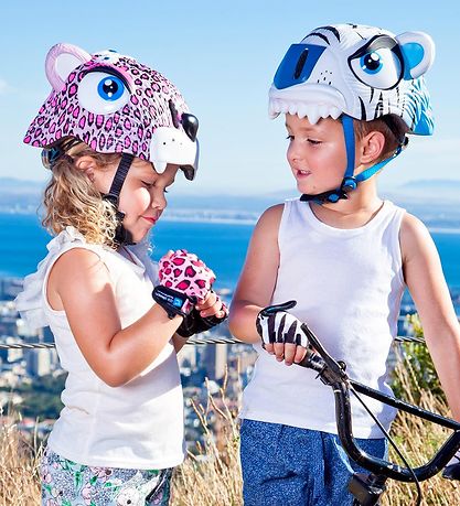 Crazy Safety Bicycle Helmet w. Light - Leopard - Pink