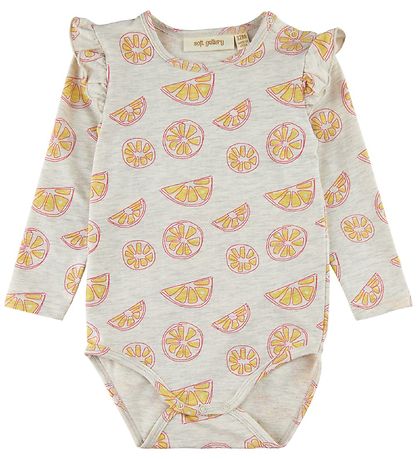 Soft Gallery Bodysuit æ/s - SgFifi - Oranges - Light Grey Melang