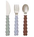 OYOY Besteck - Silikon - 3 Teile - Mellow Besteck - Pale Mint/Ch