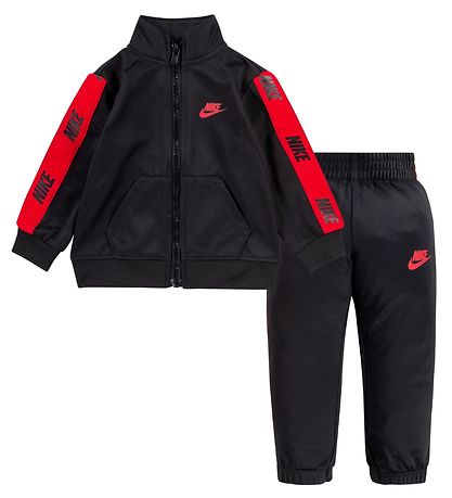 Nike Tracksuit - Cardigan/Trousers - Black w. Red