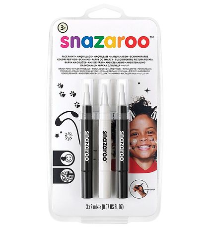 Snazaroo Kinderschminke - Pinselfarbe - 3 st. - Schwarz/Weiß