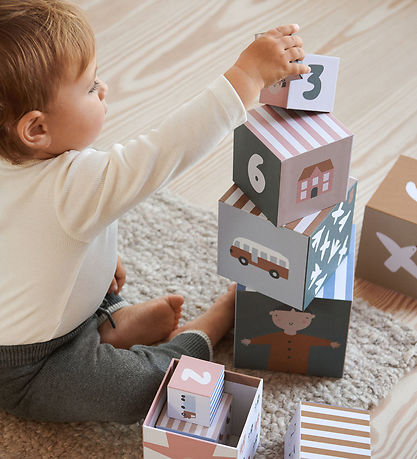 Liewood Stacking Blocks - 10 pcs - Aaren - Vehicles/Downtown Mix
