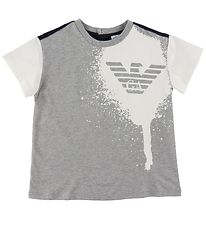 Emporio Armani T-paita - Harmaa melange/Laivastonsininen, Valkoi