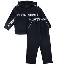 Emporio Armani Neuletakki/Housut - Laivastonsininen, Logonauha