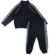 Emporio Armani Neuletakki/Housut - Laivastonsininen, Logonauha