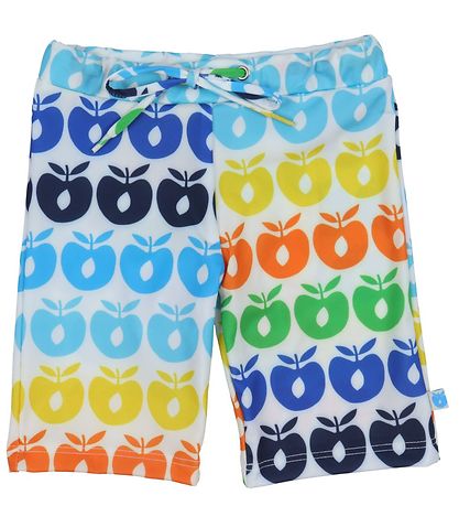 Småfolk Swim Trunks w. Retro Apples - UV50+ - Blue Atoll