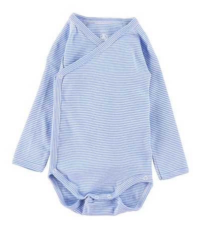 Petit Bateau Romper l/s - 5-pack - Blauw/Wit